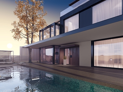 Modern Courtyard Villa Courtyard 3d model