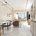 Modern Living Dining Room Interior With Sofa Coffee Table Dining Table And Chandelier