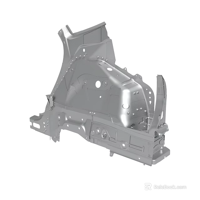 Automotive Metal Frame Component With Multiple Mounting Holes And Structural Features 3d model 