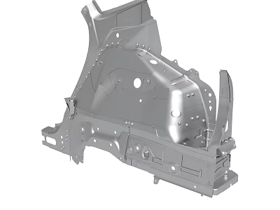 Automotive Metal Frame Component With Multiple Mounting Holes And Structural Features 3d model