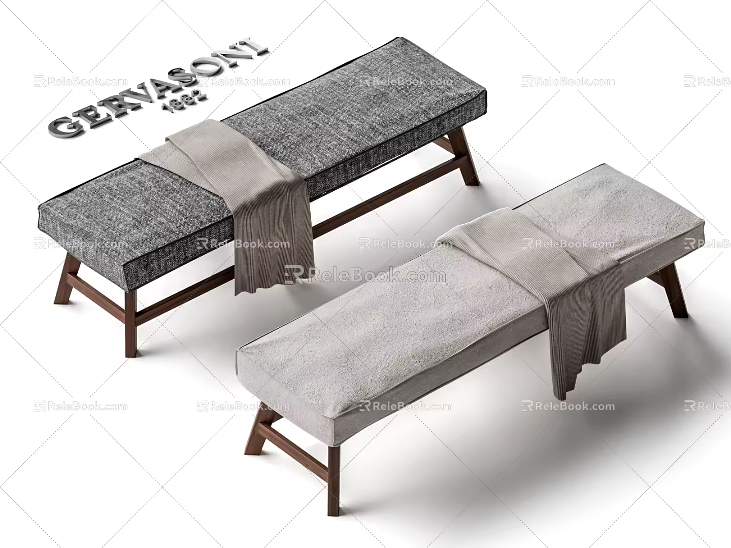 Gervasoni Gray Middle Bench Bed End Stool 3d model