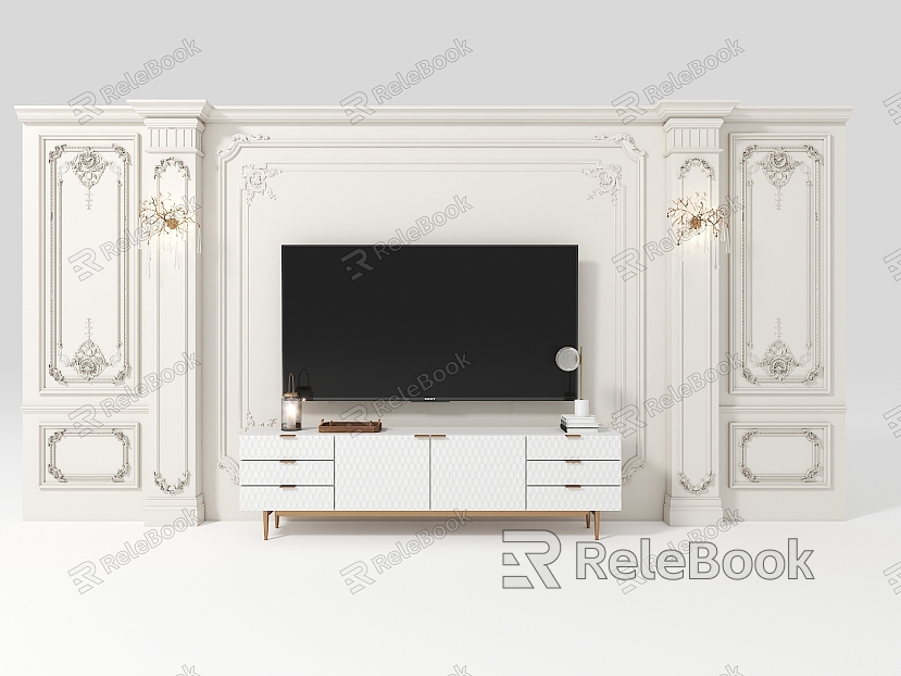 French TV background wall TV cabinet wall lamp model