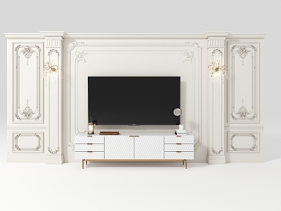 French TV background wall TV cabinet wall lamp model