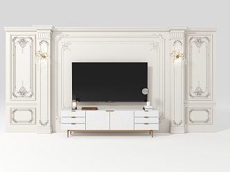 French TV background wall TV cabinet wall lamp 3d model