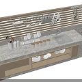 Modern Bar Counter Design With Marble Top Wooden Cabinets Wall-Mounted Utensils Sink And Cooking Space