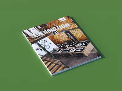 Modern Innovation Magazine Cover Featuring Modern Office Space With Wooden Tables And Chairs 3d model