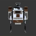 Futuristic Mechanical Character With Multi Barrel Cannons And Brown White Structure 3d model