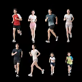 Diverse Group of People Running in Active Sportswear and Dynamic Poses