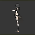 3D Fantasy Game Movie Character With Short Black Hair And Golden Accented Black Outfit