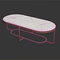 Modern Style Oval Sofa Bench With White Marble Top And Copper Metal Frame