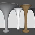 Modern Flared Columns In Metallic Wooden White Gray Finishes With Indoor Floor Base Lighting