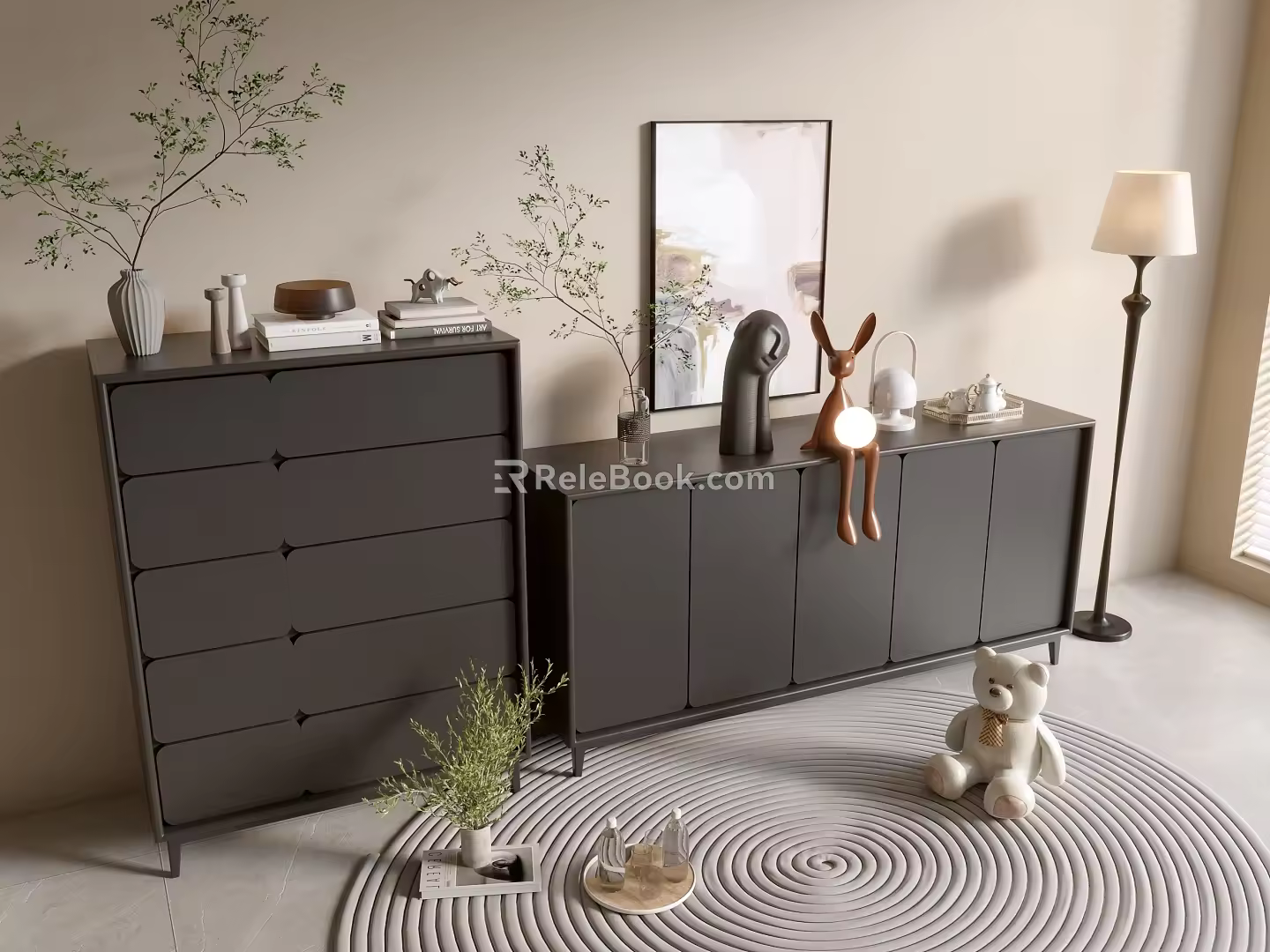 Modern Black Cabinet Whole Cabinet Sideboard Cabinet Balcony Cabinet Locker Entrance Cabinet Bucket Cabinet Side Cabinet Bookcase 3d model