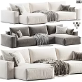 Modern Sectional Sofa Designs With White Gray Colors Cushions And Blanket
