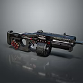 Black Tactical Military Weapon With Red Accents And Modern Sleek Design