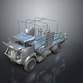 Industrial Style Military Truck With Metal Frame Open Structure And Large Tires