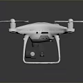 White Quadcopter Drone With Camera And Propellers On Gray Background 3d model