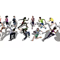 Group of People Engaging in Diverse Physical Activities Including Running Cycling and Yoga