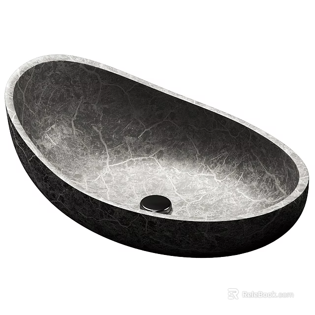 Elegant Oval Marble Washbasin With Modern Design Natural Texture And Sleek Surface 3d model 