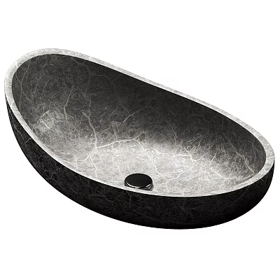 Elegant Oval Marble Washbasin With Modern Design Natural Texture And Sleek Surface 3d model