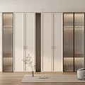 Modern Wardrobe Interior Design With Glass Panel Doors And Built in Lighting 3d model