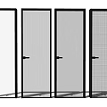 Modern Interior Doors With Black Frames And Various Glass Textures 3d model