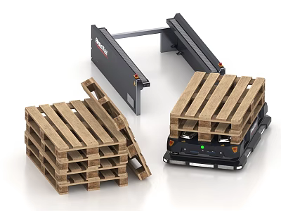 Industrial Automated Pallet Handling Robot Equipment Transporting Stacked Wooden Pallets 3d model