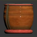 Traditional Carved Leather Drum With Red Trim White Head And Black Center