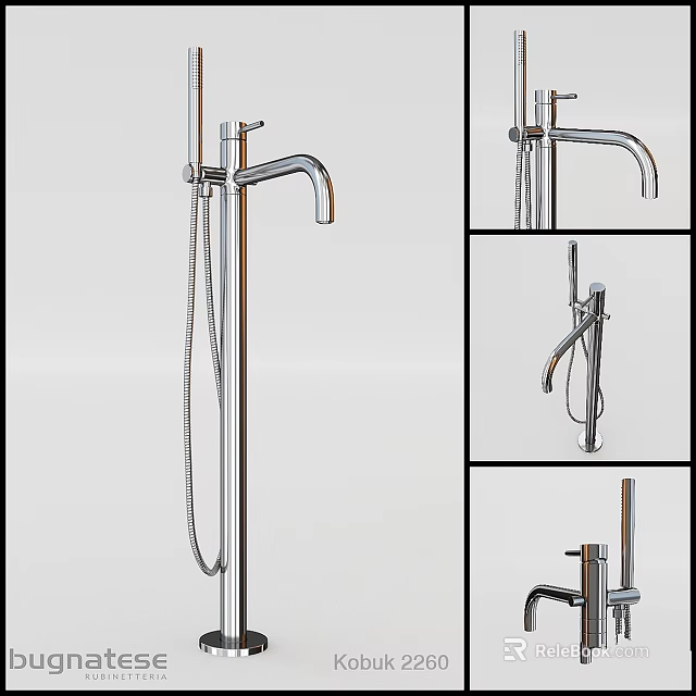 Various Modern Faucet Styles With Stainless Steel Design And Handheld Shower 3d model 