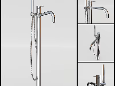 Various Modern Faucet Styles With Stainless Steel Design And Handheld Shower 3d model