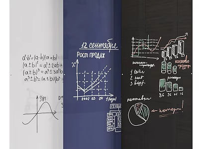 Creative Wall Hanging Design With Handwritten Charts And Data Analysis Elements 3d model
