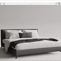Modern Double Bed Design With Gray Frame White Bedding Pillows And Blanket 3d model