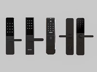 Modern Smart Door Handle Designs With Digital Keypad And Sleek Black Finish 3d model