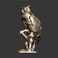Artistic Owl Sculpture Perched On Branch With Square Base Decoration