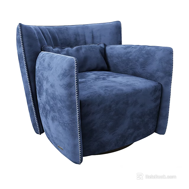 Modern Blue Fabric Single Sofa With Elegant Stitching And Comfortable Design 3d model