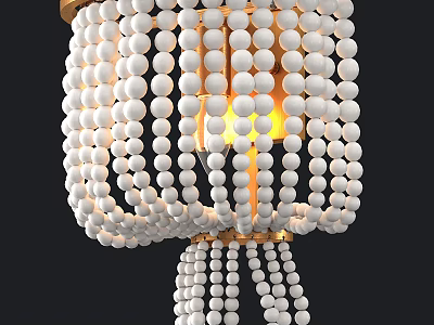Decorative Wall Lamp With White Beads And Golden Frame Emitting Warm Yellow Light 3d model