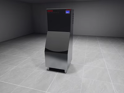 Silver Upright Freezer With Stainless Steel Body And Digital Display In Empty Room 3d model