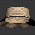 Stylish Straw Hat With Wide Wavy Brim And Black Ribbon Accent