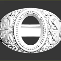 Exquisite Silver Ring With Intricate Carvings Decorative Patterns And Elegant Setting Design 3d model