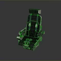 Black Aircraft Passenger Seat With Green Seatbelts Armrests And Durable Frame