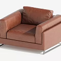 Brown Leather Single Sofa Modern Design With Metal Legs And Comfortable Seat