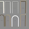 Various Modern Hinged Doors With Wooden And White Frames Arch And Rectangular Designs 3d model