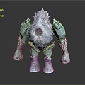 Giant Blue Game Movie Character With Crystal Rock Texture And Hollow Body
