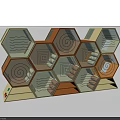 Commercial Equipment Featuring Hexagonal Panels With Diverse Geometric Patterns 3d model