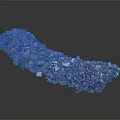 Pile of Red and Silver Metal Fragments Irregularly Stacked on Gray Background