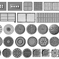 Garden Ornaments With Metal Grilles And Manhole Covers Various Designs And Shapes