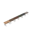 Modern Wooden Desk With Light Wood Finish Two Drawers And Black Metal Legs