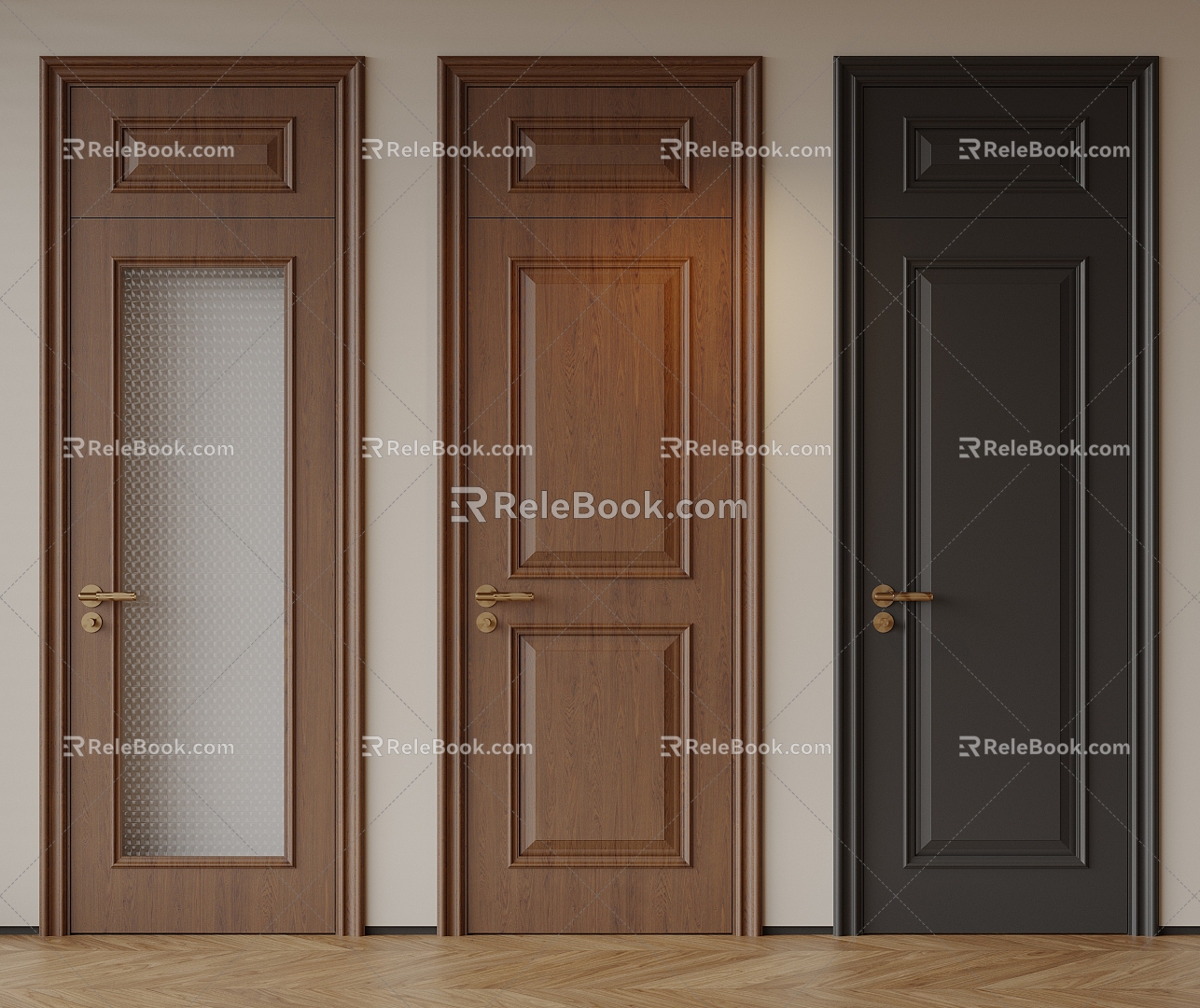 Middle Ancient Style Room Door Bedroom Door French American Style Retro Wooden Door Kitchen Door Single Door 3d model