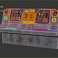 Futuristic Drone Interface Control Desk With Metallic Surface Orange Panels And Digital Screens