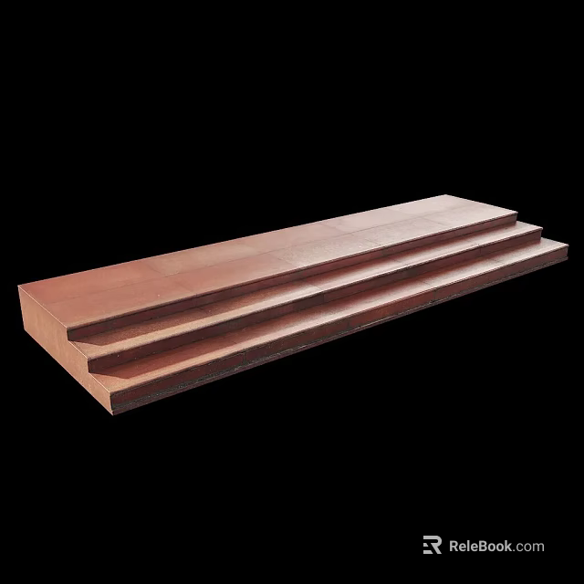 Wooden Stairs With Simple Design And Natural Brown Tone Against Black Background 3d model 