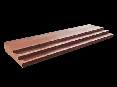 Wooden Stairs With Simple Design And Natural Brown Tone Against Black Background 3d model